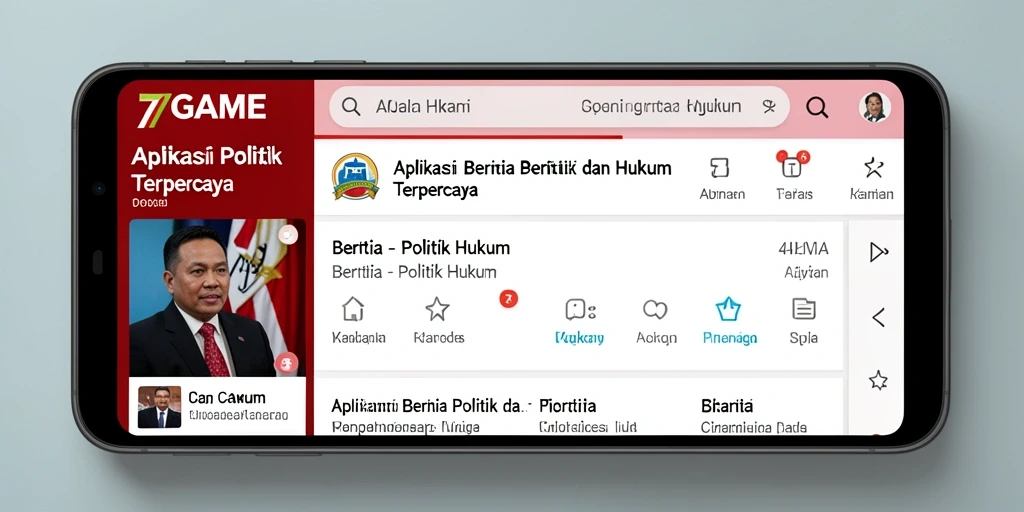 Screenshot antarmuka aplikasi 7GAME yang menampilkan berita Politik dan Hukum.