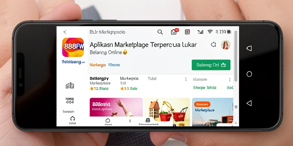 Tampilan antarmuka pengguna aplikasi Marketplace 888FW yang menarik dan intuitif.