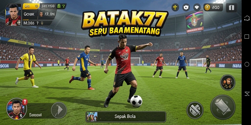 Tampilan antarmuka seru dari game Sepak Bola BATIK77.