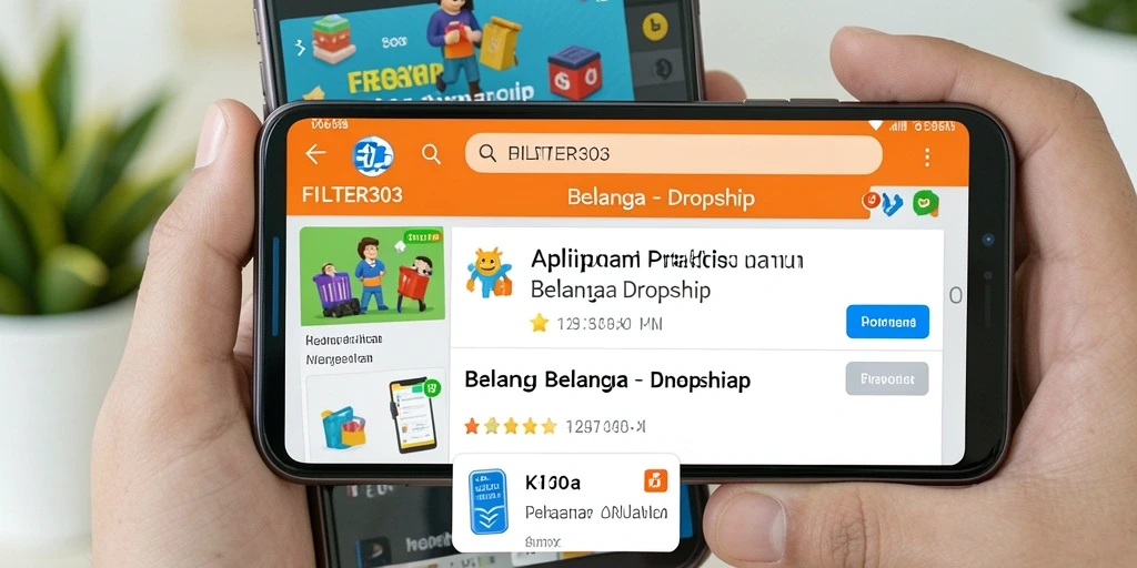 Tampilan antarmuka utama aplikasi FILTER303 untuk bisnis Dropship.