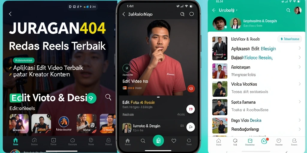 Tampilan antarmuka JURAGAN404 dengan berbagai fitur Edit Video Reels.