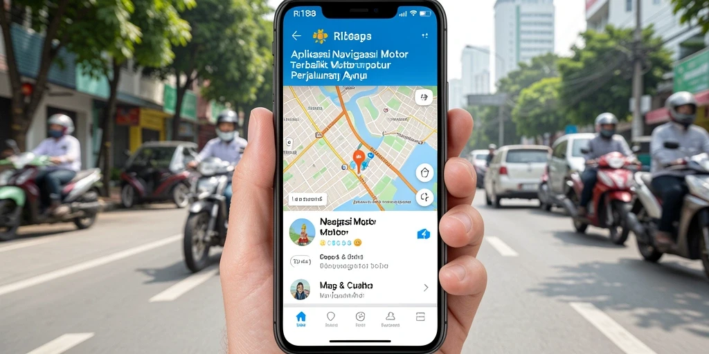 Tampilan antarmuka aplikasi RI188 untuk navigasi motor.