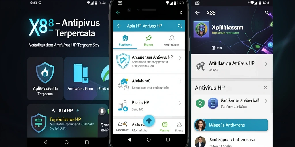 Tampilan antarmuka utama X88 dengan fitur pemindaian dan perlindungan data.